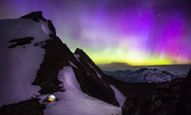 Northern Lights: Sahale Glacier, North Cascades, WA (short clip)