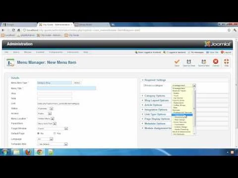 City Guide Part 10 - Setting up SEF URLs and Creating Required Joomla Menu Items